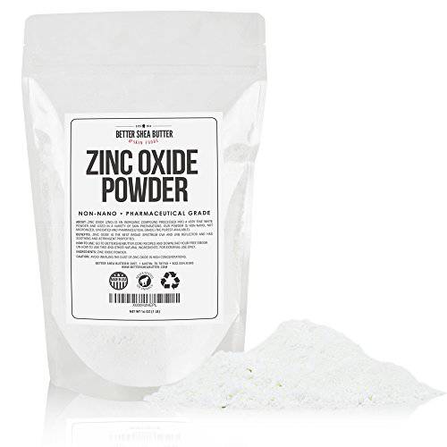 Zinc Oxide Powder | Uncoated, Non-Nano | Pure, Pharmaceutical Grade | for DIY Sunscreen Lotion | UVA and UVB Protection | Use for DYI Rash, Eczema and Diaper Creams | 1 lb by Better Shea Butter