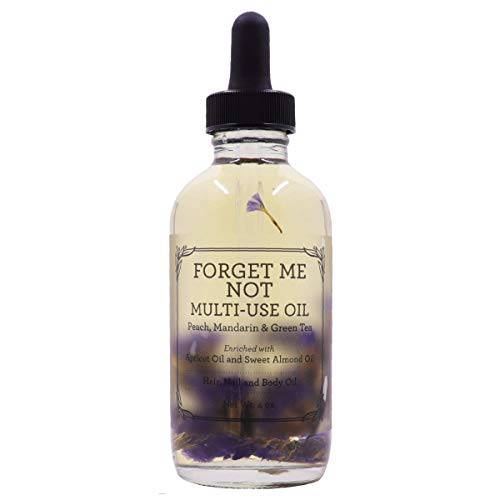 Provence Beauty Multi-Use Oil for Face, Body and Hair - Forget Me Not - Organic Blend of Apricot, Vitamin E and Sweet Almond Oil Moisturizer for Dry Skin, Scalp and Nails - Peach, Mandarin and Green Tea - 4 Fl Oz