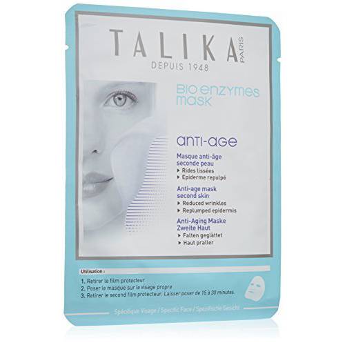 Talika Bio Enzymes Anti-Ageing Mask - Smoothing Anti-Ageing Face Mask - Biocellulose Moisturising Mask - Second Skin Effect Beauty Sheet Mask - 12g