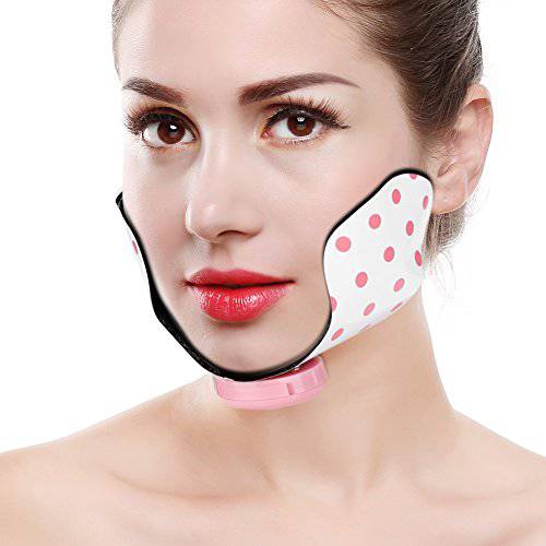 Electric Facial Slimming massage Pad, Lifting massage Pad, Double Chin Removal V-Shape Face Belt Patch Adjustable Silicone Mini Face Tightening Firming Massager