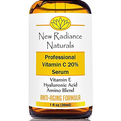 Organic Anti-Aging Vitamin C Serum With 20% Vitamin C + E + 11% Hyaluronic Acid + MSM For Fading Wrinkles, Freckles, Acne Scars, Discoloration & Age Spots On Face And Hands. 1 Ounce.