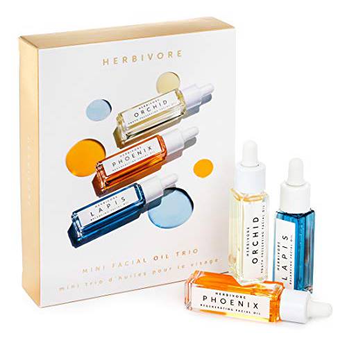 Herbivore Botanicals Mini Facial Oil Trio – Gift Box with Travel Size Lapis, Phoenix and Orchid Facial Oil (0.3 fl oz each)