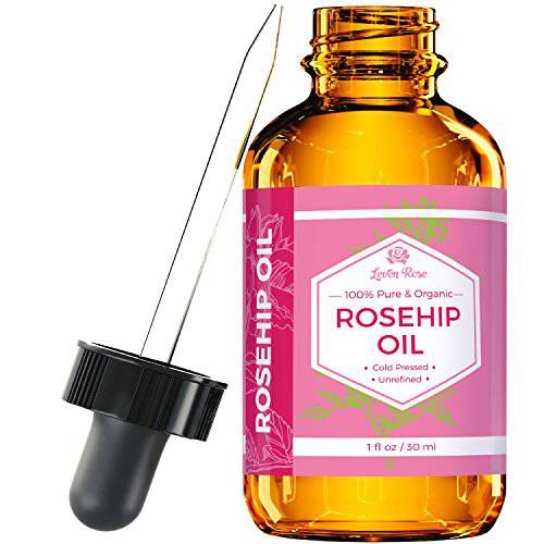 Leven Rose Rosehip Seed Oil, 100% Pure Unrefined Cold Pressed Anti Aging Rose Hip Moisturizer for Hair Skin & Nails, 1 Fl. Oz…