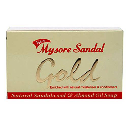 Mysore Sandal Gold Soap, 125 Grams Per Unit (Pack of 6) - Purest Sandalwood Soap - 100% Pure Essential Oils - Grade 1 Soap - TFM 80% - Suitable for ALL Skin Type - Enriched with Natural Moisturizer & Conditioners - Zero Dryness - Natural Sandalwood & Almond Oil Soap