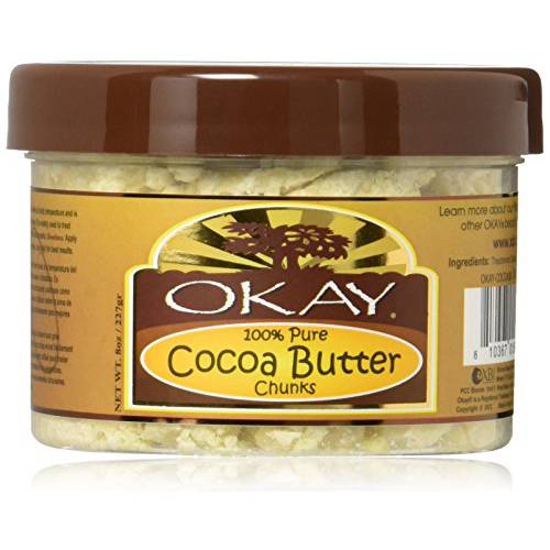 Okay |Cocoa Butter Chunks | For All Hair Textures & Skin Types | Protect - Moisturize - Hydrate | Conditioning - Nourishment - Shine | 100% Pure | 8 oz (OK-OKAY-COCOAB8)