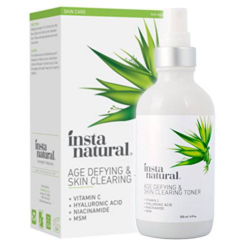 InstaNatural Age Defying and Skin Clearing Toner, Anti Aging Toner for Face with Vitamin C, Salicylic Acid, Niacinamide, Squalane and Hyaluronic Acid, Facial Spray for Blemishes Acne Prone Skin