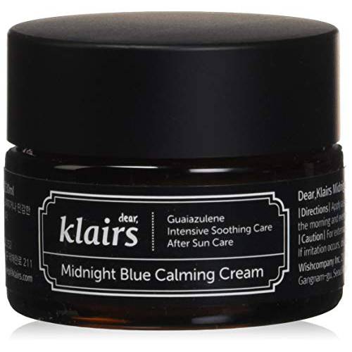 [DearKlairs] Midnight Blue Calming Cream, facial spot cream, Guaiazulene, Centella Asiatica, For troubled and sensitive skin, rapidly calm and soothe sensitivity, night calming spot cream (1.01 Fl Oz (Pack of 1))