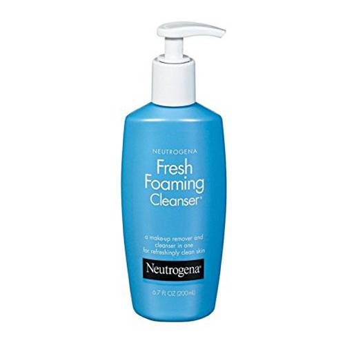 Neutrogena Fresh Foaming Facial Cleanser & Makeup Remover with Glycerin, Oil-, Soap- & Alcohol-Free Daily Face Wash Removes Dirt, Oil & Waterproof Makeup, Non-Comedogenic & Hypoallergenic, 6.7 fl. oz (Pack of 2)