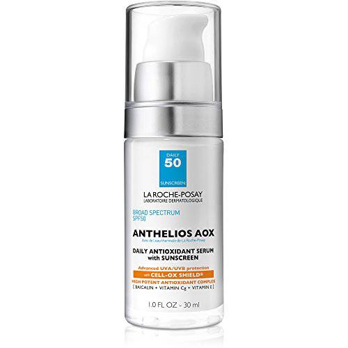 La Roche-Posay Anthelios AOX Daily Antioxidant Serum with Sunscreen, Broad Spectum SPF 50 Daily Sunscreen with Vitamin C & E, Oil-Free, 1 Fl. Oz