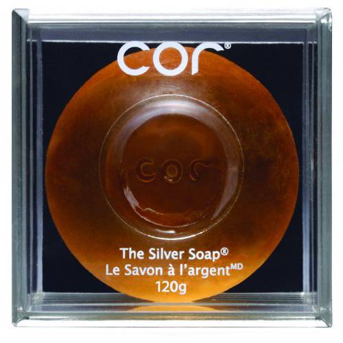 Cor Silver Soap | Sophisticated simplicity in skincare | Multi-tasking hydrating + cleansing bar for sensitive + acne-prone skin | Luxury foam soothes + nourishes while providing deep cleaning | 3 handy sizes (30 gm Silver Soap)