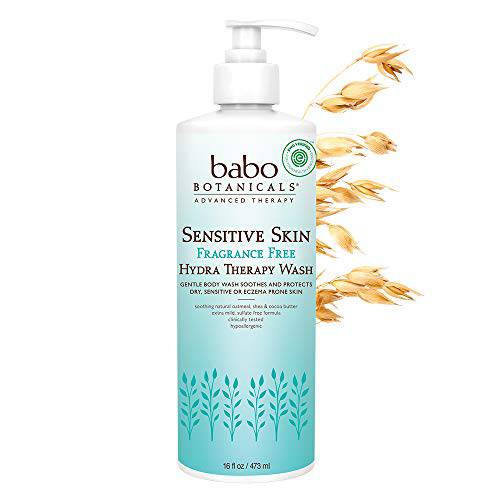 Babo Botanicals Sensitive Skin Fragrance-Free Hydra Therapy Wash - with Organic Calendula and Natural Oat Protein - For Adults with Sensitive Skin - Vegan and Hypoallergenic - 16 fl. oz.