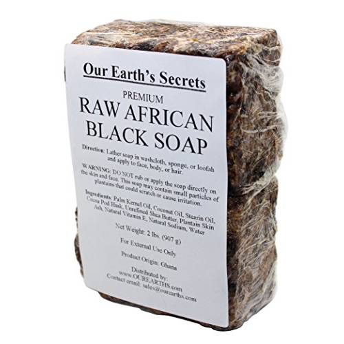 Our Earth’s Secrets Natural Raw African Black Soap, 2 lbs.