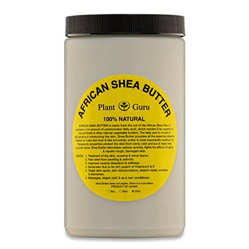 Raw African Shea Butter 32 oz. / 2 lbs. Jar Bulk 100% Pure Natural Unrefined IVORY - Ideal Moisturizer For Dry Skin, Body, Face And Hair Growth. Great For DIY Soap and Lip balm Making.