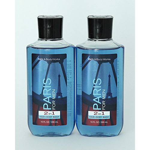 Bath and Body Works Paris For Men Gift Set of 2 10 oz. 2 in 1 Hair and Body Wash
