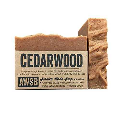 Cedarwood Bar Soap with Red Clay, Vegan, All Natural with Organic Ingredients, Handmade by A Wild Soap Bar (1 pack)