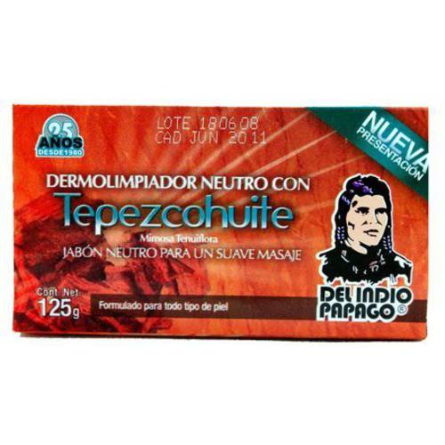 DEL INDIO PAPAGO Neutral soap with Tepezcohuite 125gr - Mexican Beauty - For All Skin Types - Nourishes - Softens the Skin - Regenerative and Antioxidant Properties - Vegan - Natural