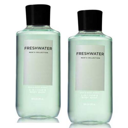 Bath and Body Works Men’s Collection Freshwater 2 in 1 Hair and Body Wash 10 Oz. 2 Set.