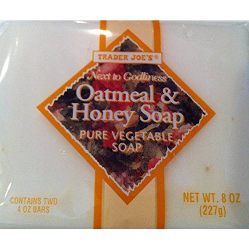 Trader Joes Next to Godliness Oatmeal & Honey Soap 4oz - Pack of 2 (One Pack (2 bars))