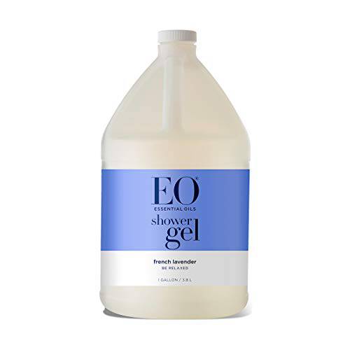 EO Shower Gel Body Wash Refill, 128 Ounce, French Lavender, Organic Plant-Based Skin Conditioning Cleanser with Pure Essentials Oils