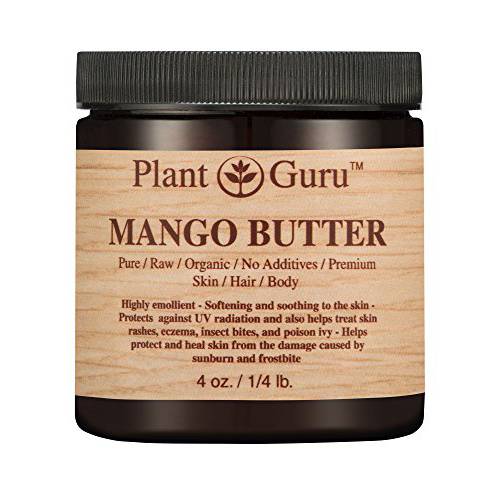 Raw Mango Butter 4 oz 100% Pure Natural Cold Pressed. Skin Body and Hair Moisturizer, DIY Creams, Balms, Lotions, Soaps. 4 Ounce