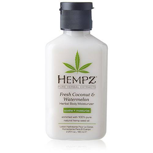 Hempz Herbal Body Moisturizer, Pearl White, Fresh Coconut/Watermelon, 2.25 Ounce