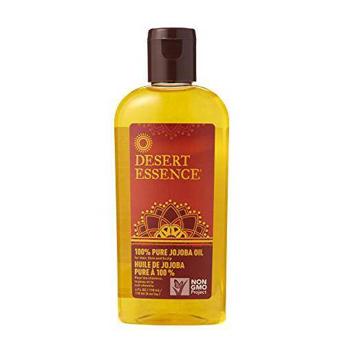 Desert Essence 100% Pure Jojoba Oil - 4 oz - 2 Pack - Moisturizes Body Skin & Cleanses Clogged Pores -Nourishes Hair and Scalp - Haircare & Skincare Essential Oil - Suitable for Sensitive Skin