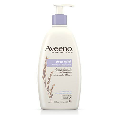 Aveeno Stress Relief Moisturizing Body Lotion with Lavender Scent, Natural Oatmeal to Calm & Relax, Non-Greasy Daily Stress Relief Lotion, 18 fl. oz (Pack of 3)