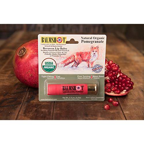 BALMSHOT Two Pack of 100% Natural Organic Pomegranate Lip Balm