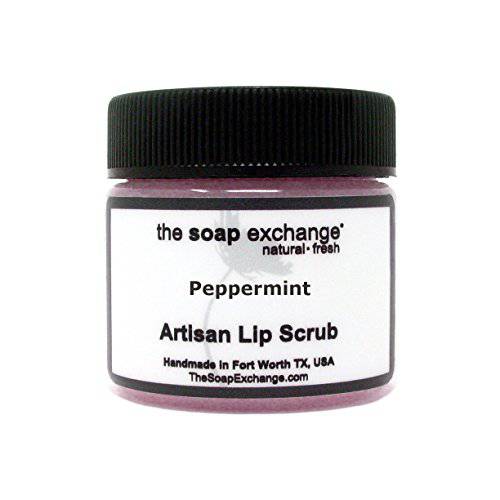 The Soap Exchange Lip Scrub - Strawberry Flavor - Hand Crafted 1.5 oz / 42.5 g Natural Lip Care, Artisan Lip Treatment, Exfoliate, Hydrate, & Protect. Made in the USA.