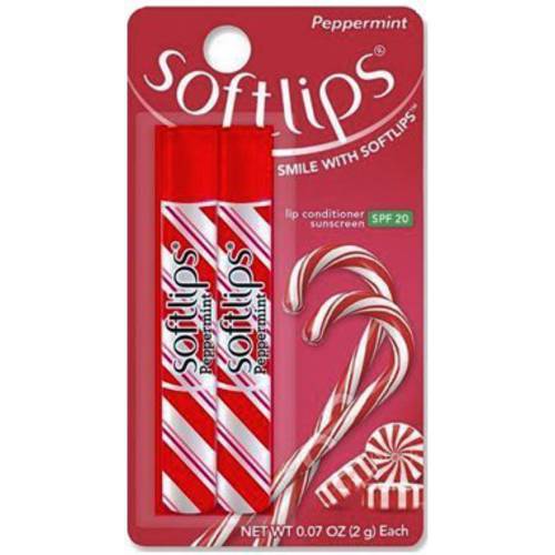 Softlips Lip Balm Protectant with Sunscreen SPF 20, Peppermint, 2 Sticks