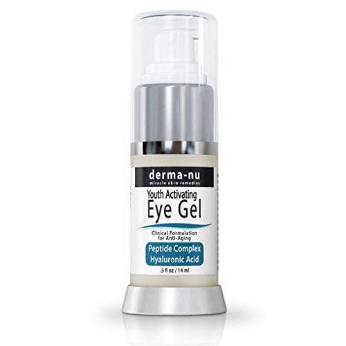 Eye Gel Anti-Aging Cream - Treatment for Dark Circles, Puffiness, Wrinkles and Fine Lines - Hyaluronic Acid Formula Infused Serum with Aloe Vera & Jojoba for Ageless Smooth Skin - .5 oz