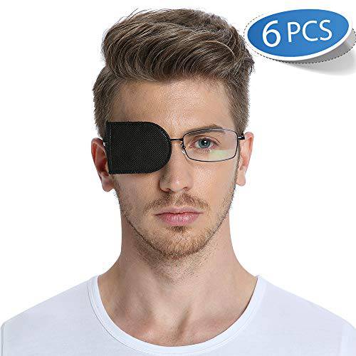 FCAROLYN 6pcs Eye Patches for Glasses (Large Size,Black)