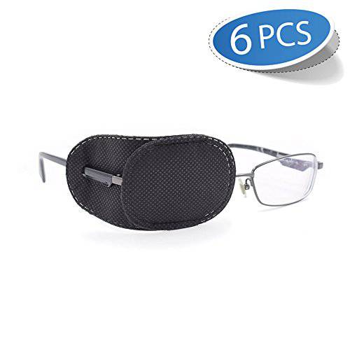 FCAROLYN 6pcs Eye Patch for Glasses to Treat Lazy Eye/Amblyopia/Strabismus,Black