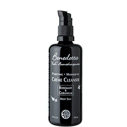 Benedetta Rosemary & Geranium Créme Cleanser - Most Skin, Balances & Detoxifies, Activates Circulation, Promotes Elasticity, Exfoliates, Dark Spots, Anti-aging, 3.4 oz (100 ml)
