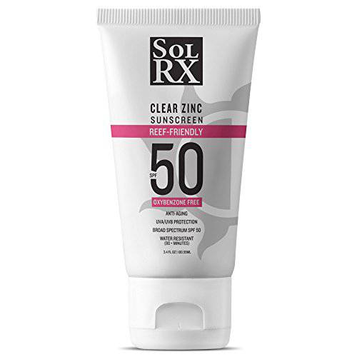 SolRX MINERAL SPF 50 Sunscreen - Zinc Oxide, Reef Friendly - 3.4oz Tube