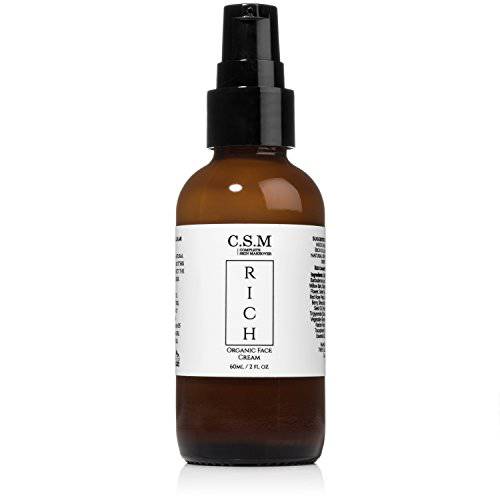 CSM RICH Organic Moisturizing Face and Eye Cream with Vitamin C, B5, Ceramides, Aloe, Chamomile, Comfrey, Lavender - Anti-Aging Natural Skin Care Lotion, Day and Night Cream - Made in the USA