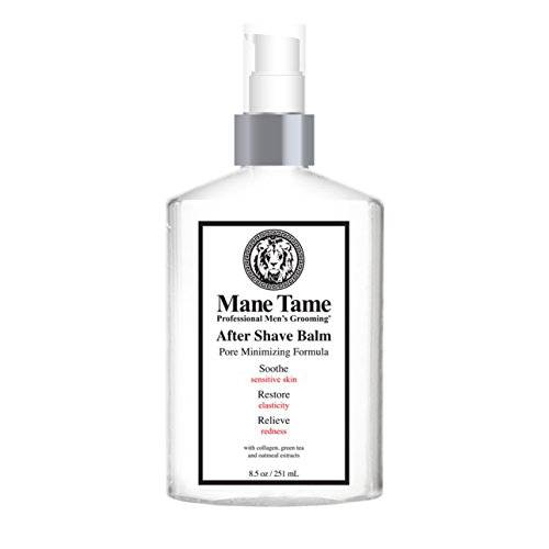 Mane Tame After Shave Balm 8.5oz - Pore Minimizing (Alcohol-Free) Formula with Collagen, Green Tea and Oatmeal Extracts - Post-Shave, Anti-Inflammatory Treatment - Made in USA