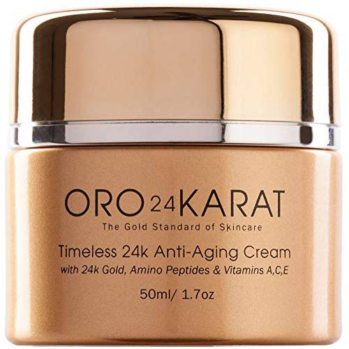 GLO24K Timeless Age-Defying Cream with 24k Gold, Retinol, Peptides, and Vitamins A,C,E.