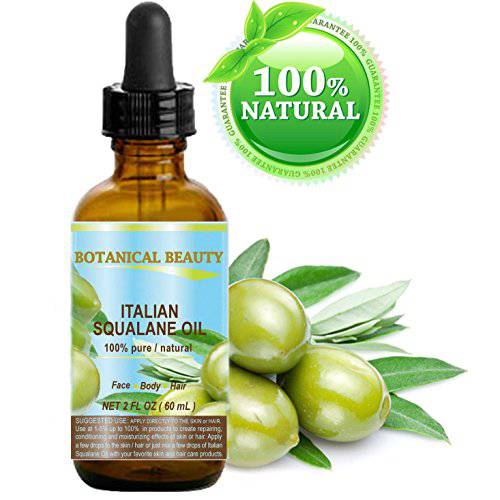 Botanical Beauty SQUALANE Italian Olive. 100% Pure / Natural / Undiluted Oil. 2 fl.oz- 60ml. 100% Ultra-Pure Moisturizer for Face , Body & Hair. Reliable 24/7 skincare protection