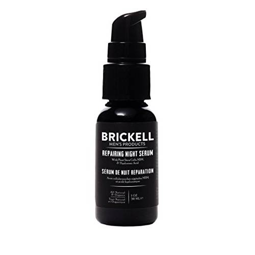 Brickell Men’s Anti Aging Repairing Night Face Serum for Men, Natural and Organic Vitamin C Serum For Face to Repair Damaged Skin Cells, Diminish Wrinkles and Fight Inflammation, 1 Ounce, Scented