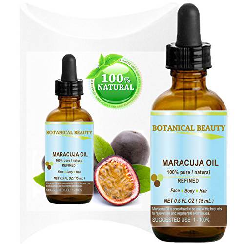 MARACUJA OIL. 100% Pure/Natural. Cold Pressed/Undiluted. For Face, Hair and Body. 0.5 Fl. Oz -15 Ml. By Botanical Beauty