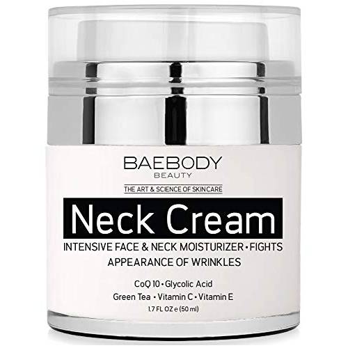 Baebody Neck Cream with AHAs, CoQ10, Glycolic Acid & Green Tea, 1.7 Ounces