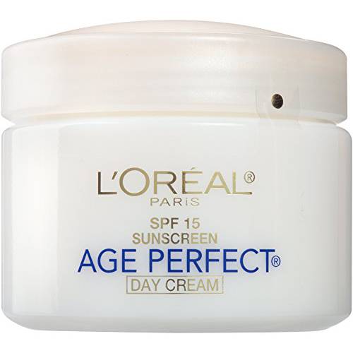 L’Oreal Paris Skincare Age Perfect Anti-Aging Day Cream Face Moisturizer With Soy Seed Proteins and SPF 15 Sunscreen for Sagging Skin and Age Spots, Evens Tone and Hydrates Deeply, 2.5 Oz