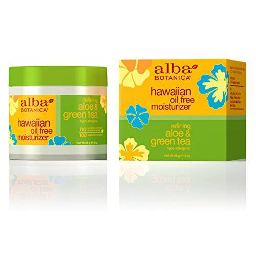 Alba Botanica Hawaiian Oil Free Moisturizer, Refining Aloe & Green Tea, 3 Oz