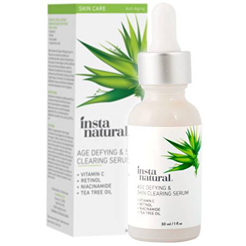 InstaNatural Vitamin C Anti Aging Skin Clearing Serum - Wrinkle, Cystic Acne, Fine Line, Pigmentation, Pore Minimizer & Dark Spot Corrector for Face - Retinol, Hyaluronic, & Salicylic Acid - 1oz
