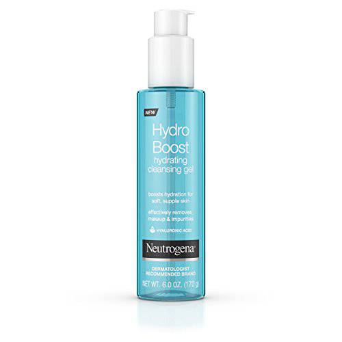 Neutrogena Hydro Boost Lightweight Hydrating Facial Cleansing Gel for Sensitive Skin, Gentle Face Wash & Makeup Remover with Hyaluronic Acid, Hypoallergenic & Non Comedogenic, 6 oz