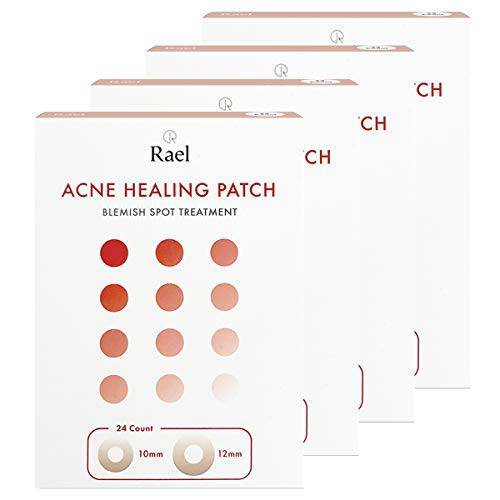 Rael Acne Pimple Healing Patch - Absorbing Cover, Invisible, Blemish Spot, Hydrocolloid, Skin Treatment, Facial Stickers, Two Sizes 10mm & 12mm, Blends in with skin (96 Count)