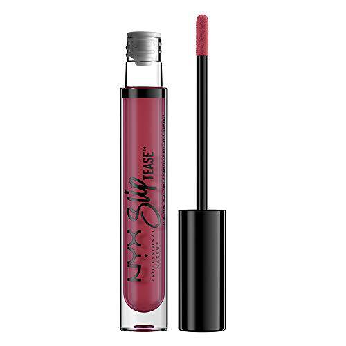 NYX PROFESSIONAL MAKEUP Slip Tease Full Color Lip Oil, Liquid Lipstick - Fire Dancer (Wine Red)