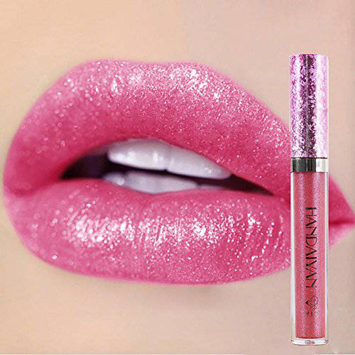 DONGXIUB Metallic Diamond Liquid Glitter Shimmer Lipstick Nonstick Cup Makeup Lip Gloss (D)