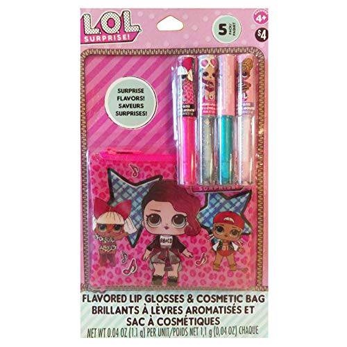 MGA Entertainment LOL SURPRISE FLAVORED LIP GLOSSES & COSMETIC BAG SET WITH SURPRISE FLAVORS, Mix (SG_B07KKQ4DR2_US)